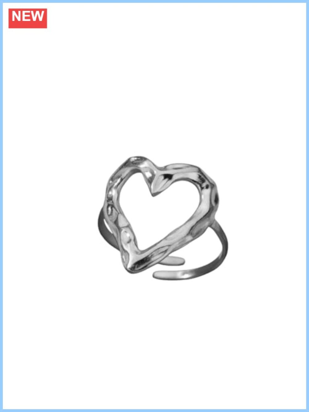 Stainless Steel Heart Statement Ring Adjustable Open Band